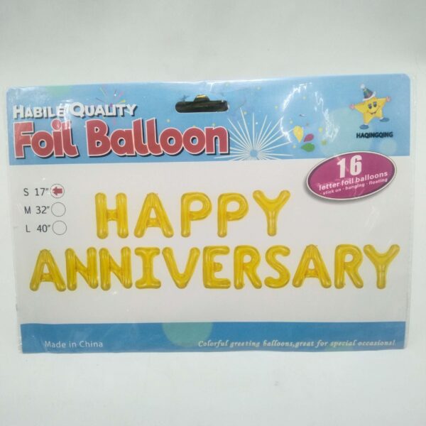 Happy Anniversary Gold Foil Balloon