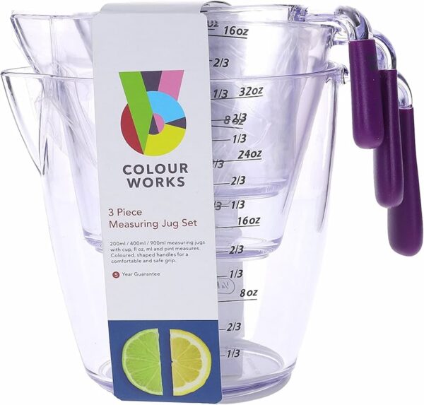 COLOUR WORKS 3PCS MEASURING JUG SET